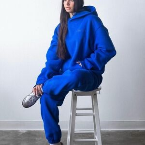 2-PC SeT ❤️NIP❤️ Comfrt MINIMALIST HOODIE & SWEATPANTS SMALL /MEDIUM Cobalt Blue